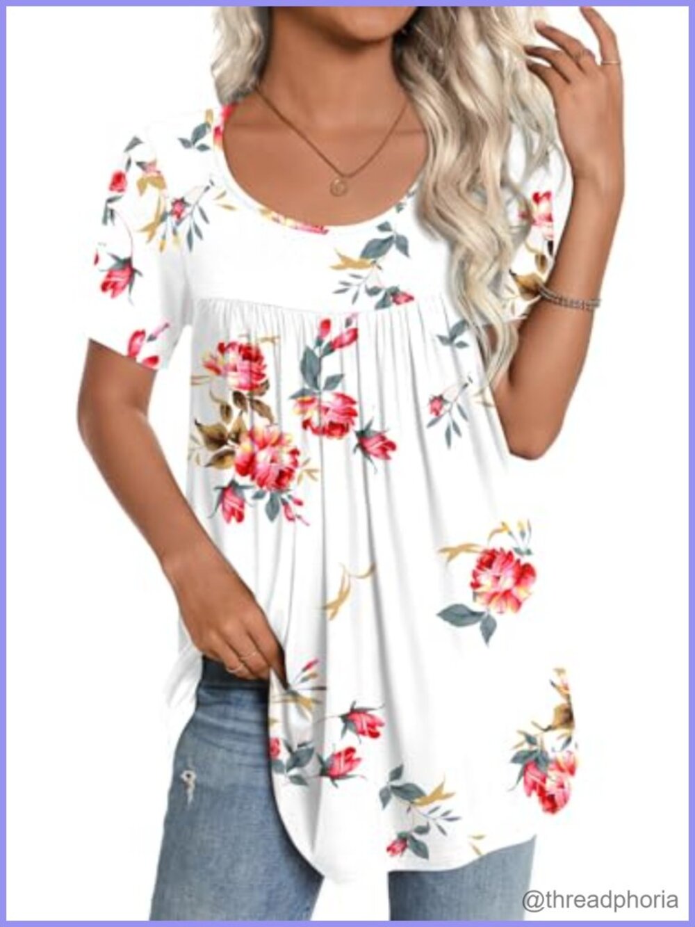 Women's Summer Short Sleeve Tunic Top Loose Fit Comfy Blouse for Leggings